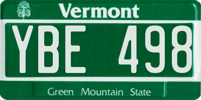 VT license plate YBE498