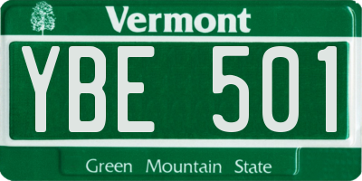 VT license plate YBE501