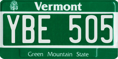 VT license plate YBE505