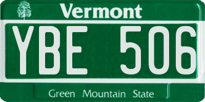 VT license plate YBE506