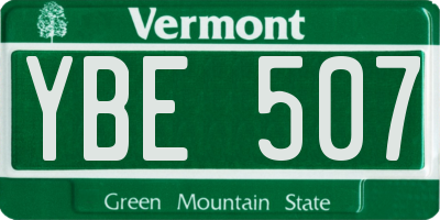 VT license plate YBE507