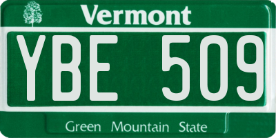 VT license plate YBE509