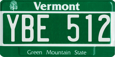 VT license plate YBE512
