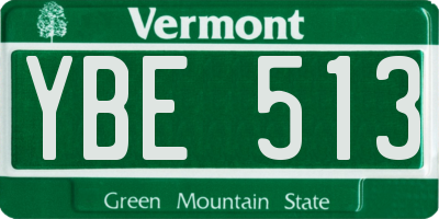 VT license plate YBE513