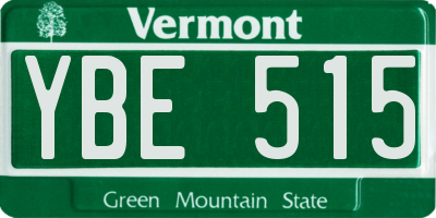 VT license plate YBE515