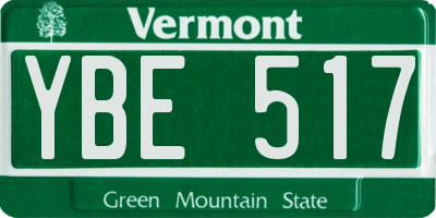 VT license plate YBE517