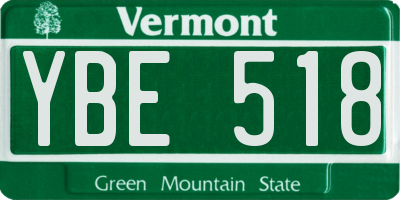 VT license plate YBE518