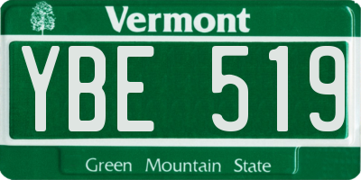 VT license plate YBE519