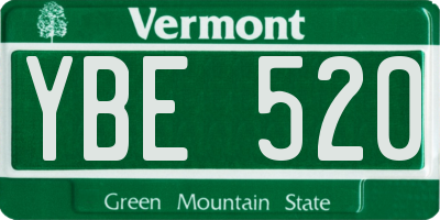 VT license plate YBE520