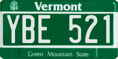 VT license plate YBE521