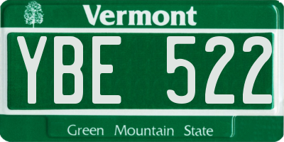VT license plate YBE522