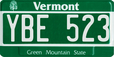 VT license plate YBE523