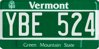 VT license plate YBE524