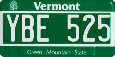 VT license plate YBE525