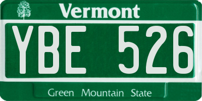 VT license plate YBE526
