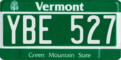 VT license plate YBE527