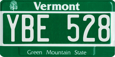 VT license plate YBE528
