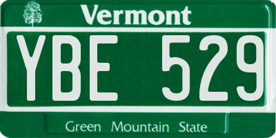 VT license plate YBE529