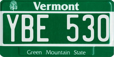 VT license plate YBE530