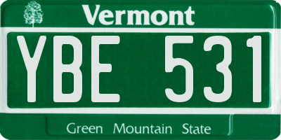 VT license plate YBE531