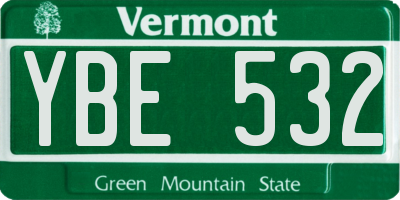 VT license plate YBE532