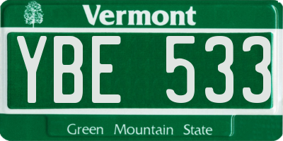 VT license plate YBE533