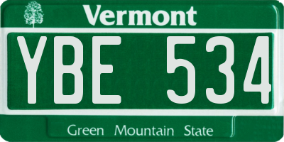 VT license plate YBE534
