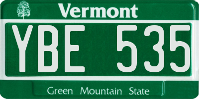 VT license plate YBE535