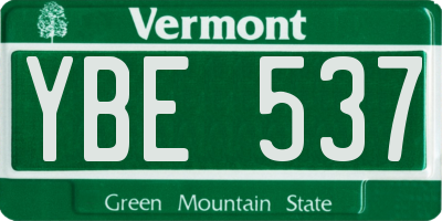 VT license plate YBE537