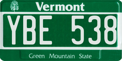 VT license plate YBE538