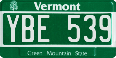 VT license plate YBE539