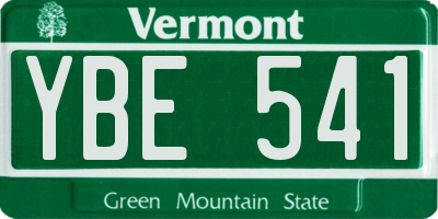 VT license plate YBE541