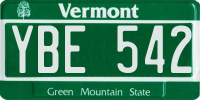 VT license plate YBE542