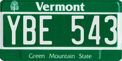 VT license plate YBE543
