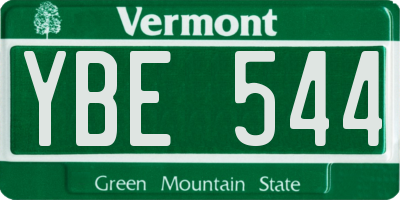 VT license plate YBE544