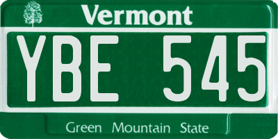 VT license plate YBE545
