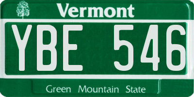 VT license plate YBE546