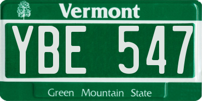 VT license plate YBE547