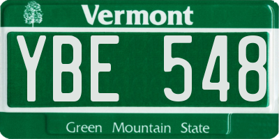 VT license plate YBE548