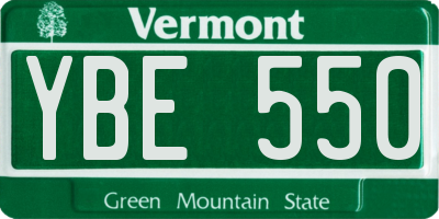 VT license plate YBE550