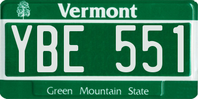 VT license plate YBE551
