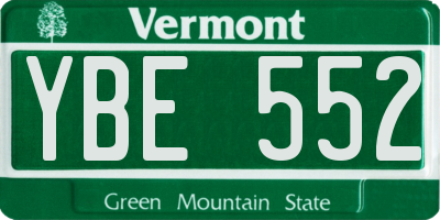 VT license plate YBE552