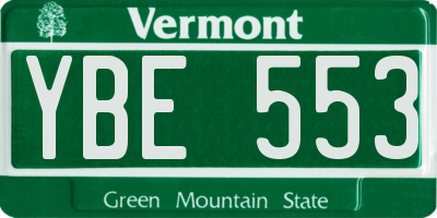 VT license plate YBE553