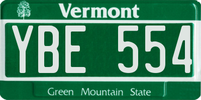 VT license plate YBE554