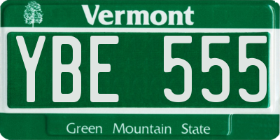 VT license plate YBE555