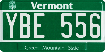VT license plate YBE556