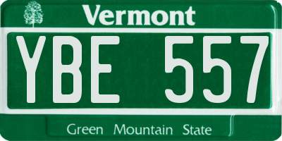 VT license plate YBE557