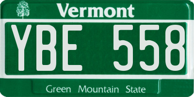 VT license plate YBE558