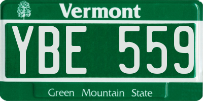 VT license plate YBE559