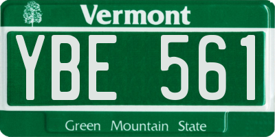 VT license plate YBE561